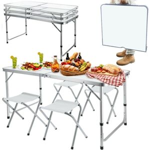 Pepita skladacia kempingová súprava so 4 stoličkami 120 cm - biela