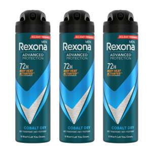 Rexona Men Dezodorant pre mužov Advanced Protection Cobalt Dry 3x150ml