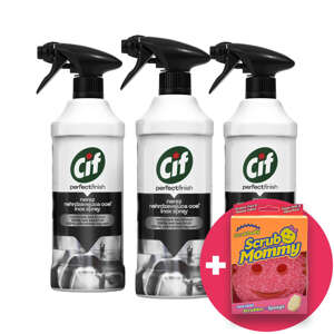 Cif Perfect Finish Spray Inox 3x435ml + darčeková hubka na čisten...