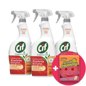 Cif Power&amp;Shine kuchynský sprej 3x750ml + darčeková hubka...