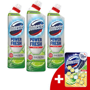 Domestos Power Fresh Čistiaci gél na toalety Lime 3x700ml + darče...