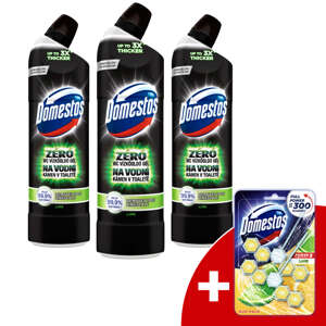 Domestos Zero Odstraňovač vodného kameňa z WC 3x750ml Vápno + dar...