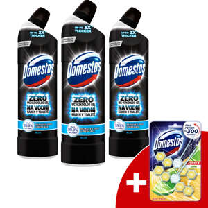 Domestos Zero Odstraňovač vodného kameňa z toalety 3x750ml Modrá...