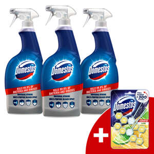 Domestos Univerzálny hygienický sprej 3x750ml + darček Domestos T...