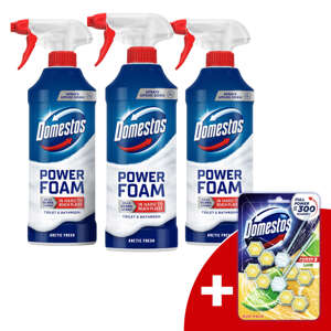 Domestos Power Hab sprej Arctic Fresh 3x435ml + Darček Domestos W...