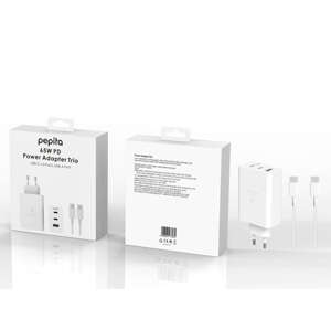 Napájací adaptér Pepita Trio s nabíjacím káblom PD 65W USB-C/USB-A