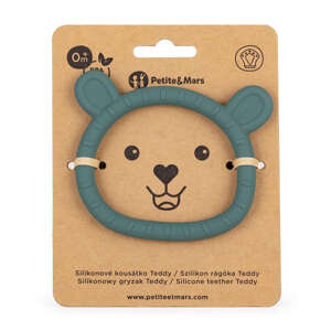 Petite &amp; Mars Silikónová žuvačka Teddy Misty Green 0m+
