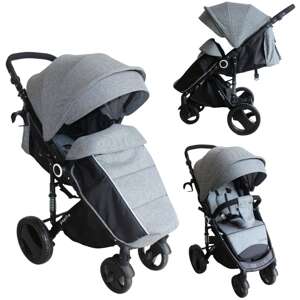 Športový kočík Pepita Rumba XXL so strieškou a nánožníkom - light grey