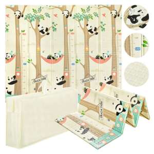 Pepita obojstranná skladacia podložka na hranie 180x200cm - Panda a Yogi