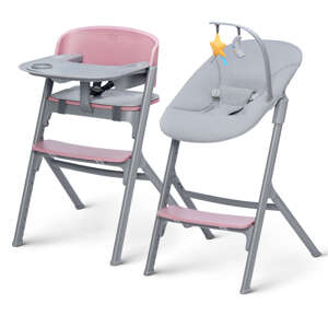 Kinderkraft Livy+Calmee 4v1 Stolička na kŕmenie a odpočinok - pink-grey