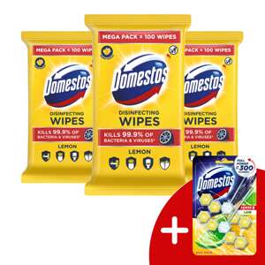 Domestos Hygienické Vlhčené Obrúsky Lemon 3x100ks + Darček Domest...