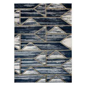 Koberec WELLI GEOMETRIC farba tmavomodrá 160x220 Hakano
