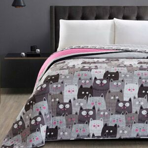 Prehoz CATS INVASION sivá potlač z mikrovlákna 220x240 DecoKing