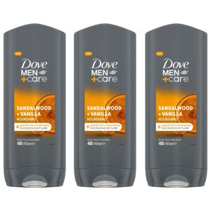 Dove Men+Care pánsky sprchový gél Sandalwood + Vanilla 3x400ml