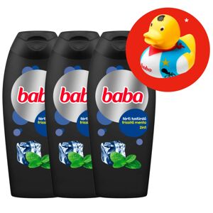 Detský sprchový gél pre mužov Mint 3x400ml + darčekové gumové prasiatko