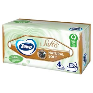 Zewa Softis Prírodný jemný nevoňavý 4-vrstvový papierový vreckovník 80ks