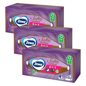 Zewa Softis 4-vrstvový papierový vreckovník - Levanduľa 3x80ks