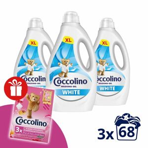Coccolino White Liquid Washing Gel 3x2,72L - 204 praní + darček C...