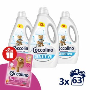 Coccolino Sensitive tekutý prací gél 3x2,52L - 189 praní + darček...