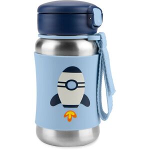 SKIP HOP Spark Style Fľaša so slamkou na vode nerez Raketa 12m+