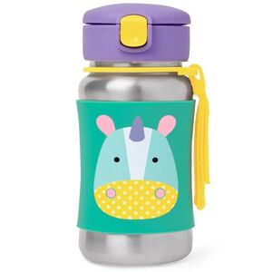 SKIP HOP Zoo Nerezová fľaša na vodu so slamkou Unicorn 12m+