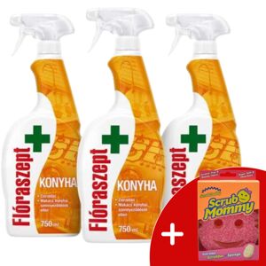 Flora Sept Kuchynský sprej 3x750ml + darčeková hubka na peeling p...