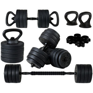 Funfit 4v1 Nastaviteľná 40kg bitumenová činka 2x20kg - čierna