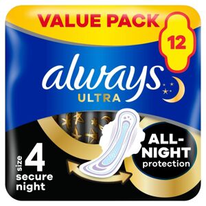 Always Ultra Secure Night hygienická vložka s krídlami 12ks