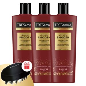 TRESemmé Keratin Smooth šampón na kučeravé vlasy 3x400ml + darček...