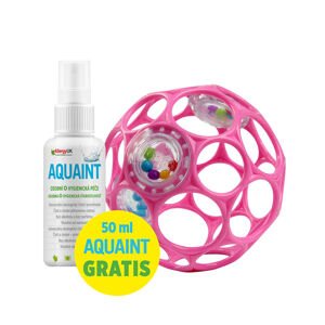 OBALL Hračka Oball RATTLE 10 cm tmavoružová 0mesiac + AQUAINT 50 ml