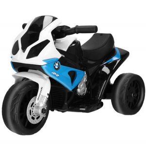 Trojkolesový elektrický malý motocykel BMW bielo-modrý