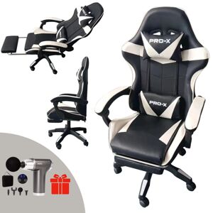 Hráčske kreslo PRO-X COMFORT s masážnou funkciou a opierkou na no...