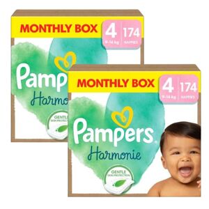 Pampers Harmonie 2 mesačné balenie plienok 9-14kg Maxi 4 (348ks)