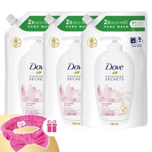 Náplň tekutého mydla Dove Glowing 3x500ml + darčeková gumička do vlasov