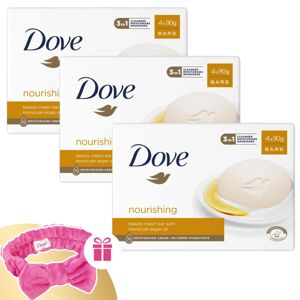Krémové mydlo Dove Nourishing 12x90g + darčeková gumička na vlasy