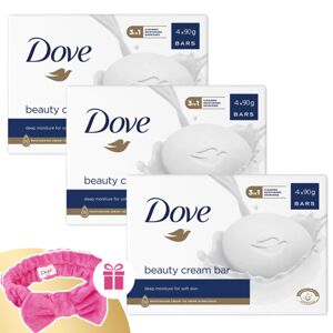 Dove Beauty Cream Bar Cream Soap Original 12x90g + darčeková gumi...