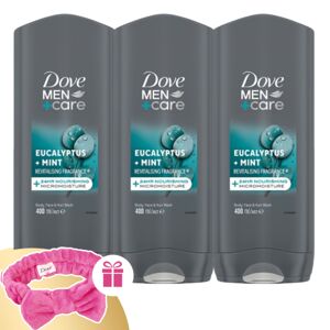 Dove Men+Care Sprchový kúpeľ Eukalyptus a mäta 3x400ml + darčekov...