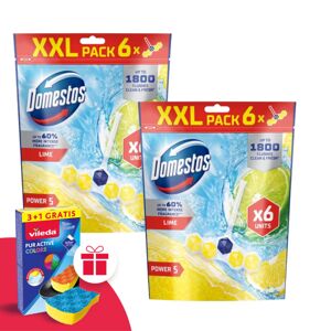 Domestos Power5 Osviežujúci blok na toaletu Limetka (12x50g) + da...