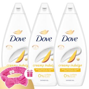 Krémový kúpeľ Dove Creamy Indulge 3x720ml + darčeková gumička do vlasov