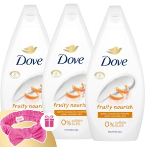 Dove Fruity Nourish Cream Bath 3x450ml + darčeková gumička do vlasov