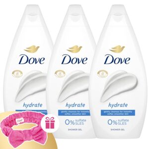 Dove Hydrate Cream Bath 3x450ml + darčeková gumička do vlasov