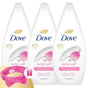 Dove Petal Soft Cream Bath 3x720ml + darčeková gumička do vlasov