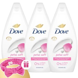 Dove Petal Soft krémový kúpeľ 3x450ml + darčeková gumička do vlasov