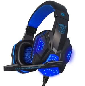 Náhlavná súprava Retoo Gamer s LED podsvietením, čierno-modrá