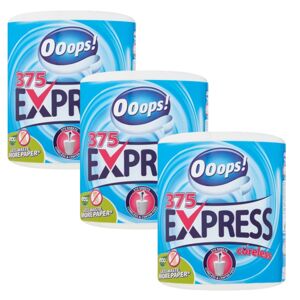 Ooops! Expres 375 2-vrstvové papierové uteráky pre domácnosť 3x1 rolka