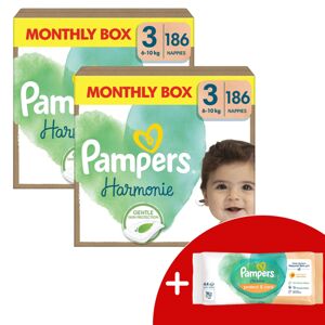 Pampers Harmonie 2 Mesačné balenie plienok 6-10 kg Midi 3 (372 ks...