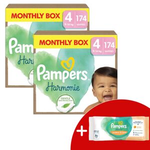 Pampers Harmonie 2 Mesačné balenie plienok 9-14 kg Maxi 4 (348 ks...