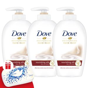 Tekuté mydlo Dove Silk 3x250ml + darčeková sada na manikúru