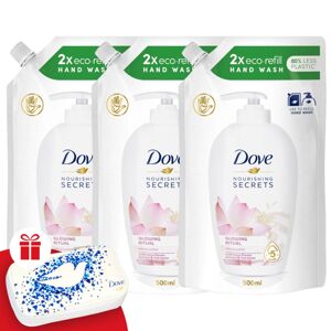 Náplň tekutého mydla Dove Glowing 3x500ml + darčeková manikúrová sada