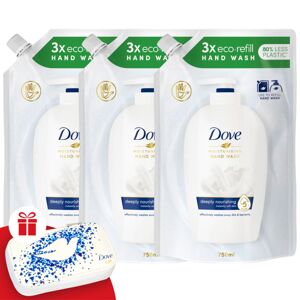 Náplň do tekutého mydla Dove Deeply Nourishing 3x750ml + darčekov...